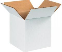 Front Side View of 3 ply White corrugated box (5X5X5 Inches).